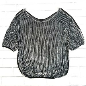 Karina Grimaldi Sequin Cold Shoulder Blouse